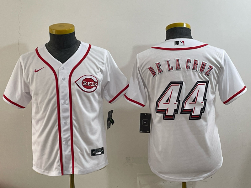 youth Cincinnati Reds #44 Delacruz White Nike MLB 2025 Jersey 007->youth mlb jersey->Youth Jersey